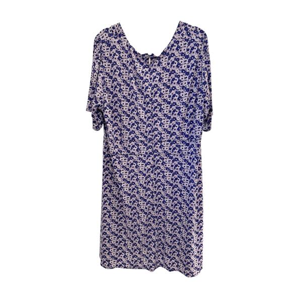 Michael Kors 3X Plus Blue White Mini Floral Scoop Neck Stretchy Flowy Dress - Picture 10 of 11